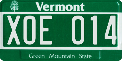 VT license plate XOE014