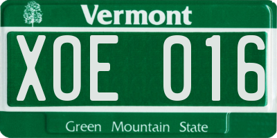 VT license plate XOE016