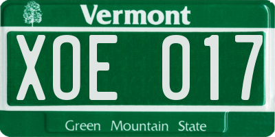 VT license plate XOE017