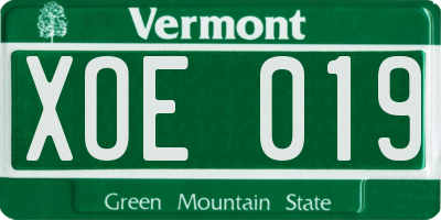VT license plate XOE019