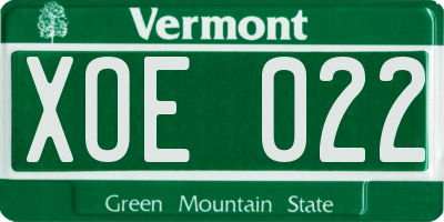VT license plate XOE022