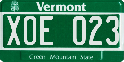 VT license plate XOE023