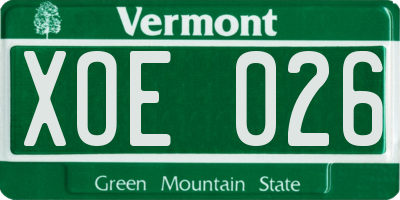 VT license plate XOE026