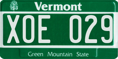 VT license plate XOE029