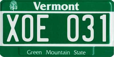 VT license plate XOE031