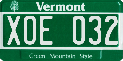 VT license plate XOE032