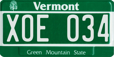 VT license plate XOE034
