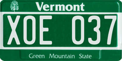 VT license plate XOE037
