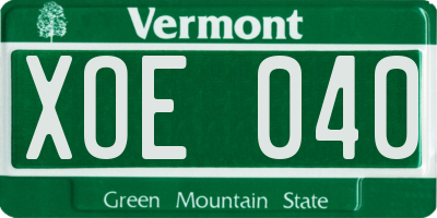 VT license plate XOE040