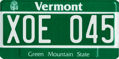 VT license plate XOE045