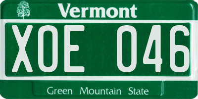 VT license plate XOE046