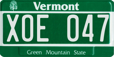 VT license plate XOE047