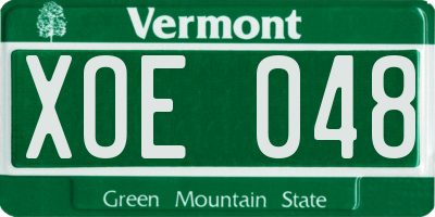 VT license plate XOE048