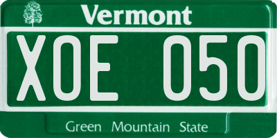 VT license plate XOE050