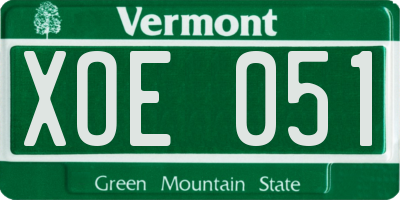 VT license plate XOE051