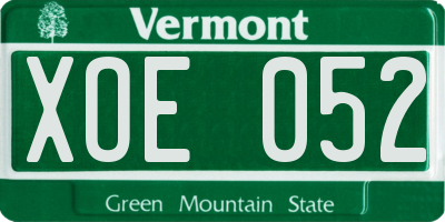 VT license plate XOE052