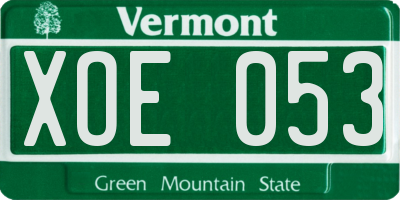 VT license plate XOE053