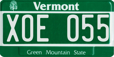 VT license plate XOE055