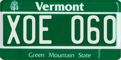 VT license plate XOE060