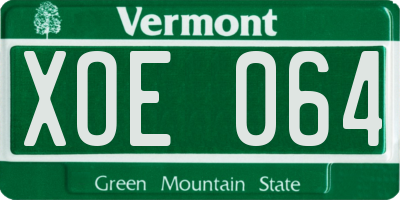 VT license plate XOE064