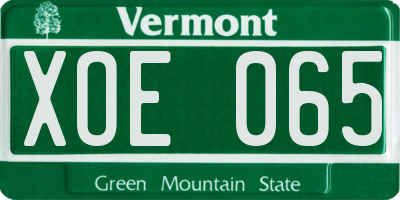 VT license plate XOE065