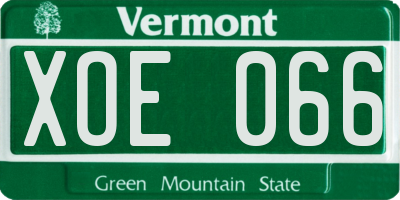 VT license plate XOE066