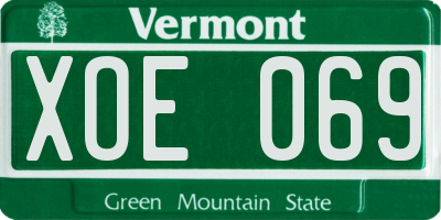 VT license plate XOE069