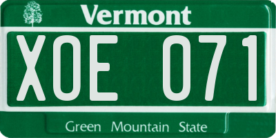 VT license plate XOE071
