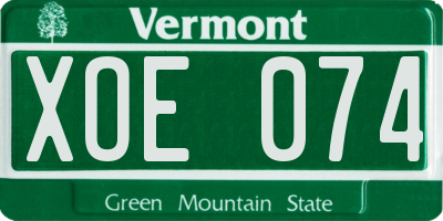 VT license plate XOE074