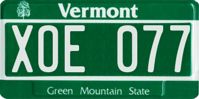 VT license plate XOE077