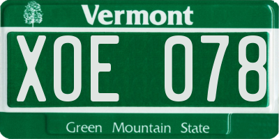 VT license plate XOE078