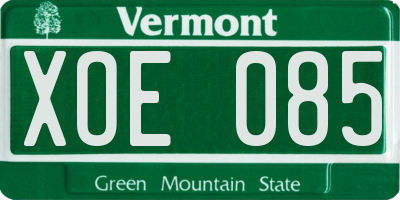 VT license plate XOE085
