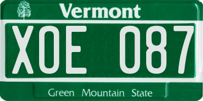 VT license plate XOE087