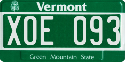 VT license plate XOE093