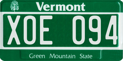 VT license plate XOE094