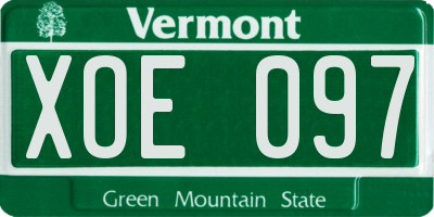 VT license plate XOE097