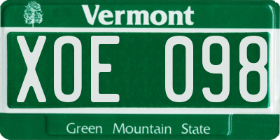 VT license plate XOE098