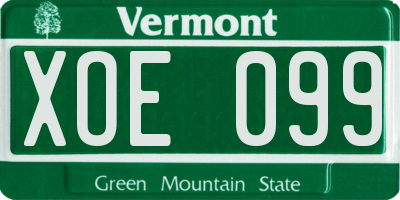 VT license plate XOE099