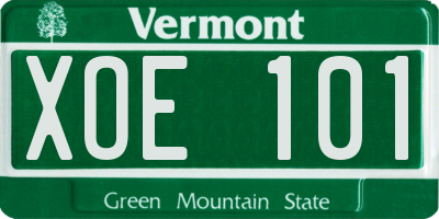 VT license plate XOE101