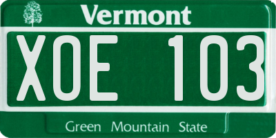 VT license plate XOE103