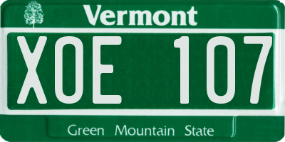 VT license plate XOE107