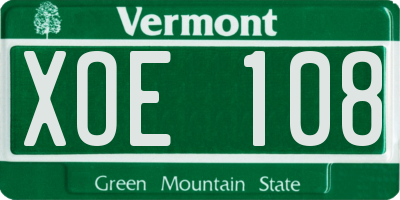 VT license plate XOE108