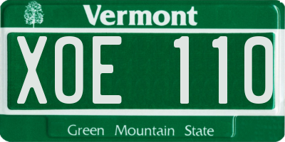 VT license plate XOE110