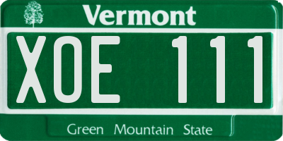 VT license plate XOE111