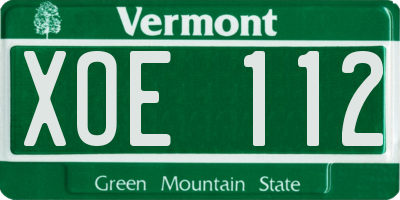 VT license plate XOE112
