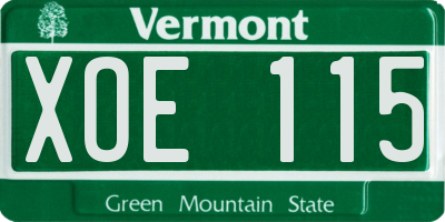 VT license plate XOE115
