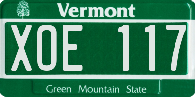 VT license plate XOE117
