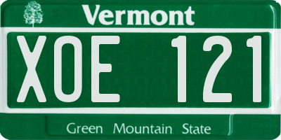 VT license plate XOE121