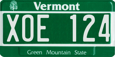 VT license plate XOE124