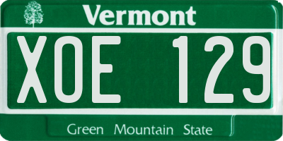 VT license plate XOE129